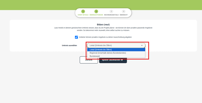 Auswahl Planungsassistent