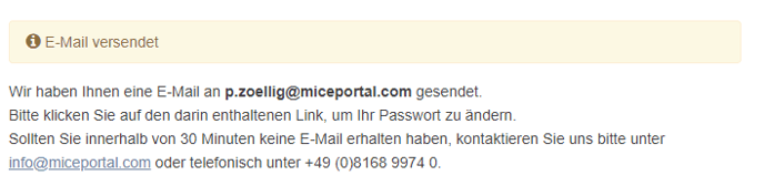 Hinweis zur Versendung der E-Mail